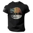 Retro Trashpanda On The Half Moon Vintage Raccoon American Flag On Sleeve Men Tee USA Flag T-Shirt