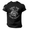 Save The Trash Pandas Raccoon Animal Lover American Flag On Sleeve Men Tee USA Flag T-Shirt