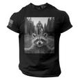 Scared Raccoon & Bigfoot Selfie Men's Tee - USA Flag Sleeve