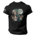 Three Possum Moon 3 Opossum Weird Cursed Meme American Flag On Sleeve Men Tee USA Flag T-Shirt