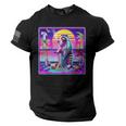 Vaporwave Raccoon Retrowave Synthwave Raccoon Meme American Flag On Sleeve Men Tee USA Flag T-Shirt