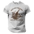 Not My Trash Not My Dumpster Sarcastic Raccoon American Flag On Sleeve Men Tee USA Flag T-Shirt