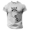 Raccoon Trash Panda Cartoon T-Shirt - Blue Crew Neck, Modern Fit, USA Flag