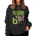 6Th Birthday Witch Pink And Green 6 Year Old Birthday Girl Women Sweatshirt