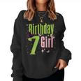 7Th Birthday Witch Pink And Green 7 Year Old Birthday Girl Women Sweatshirt