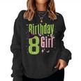8Th Birthday Witch Pink And Green 8 Year Old Birthday Girl Women Sweatshirt