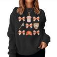 Baseball Game Day Orange Coquette Bow Baseball Mom Retro Women Sweatshirt