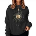 Boho Golden Sun & Moon Phase Illustration Sweatshirt Frauen