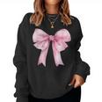 Coquette Pink Bow For Girls Cute Pink Coquette Bow Women Sweatshirt
