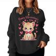 Cute Cat Valentines Day For Girls Kitty Girls Cat Women Sweatshirt