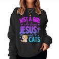 Just A Girl Who Loves Jesus And Cats Christian Cute Women Sweatshirt
