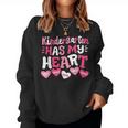 Kindergarten Has My Heart Groovy Valentine's Day Teacher Women Sweatshirt