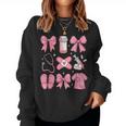 Nurse Valentines Day Coquette Bow Valentine Nurse Rn Pct Cna Women Sweatshirt