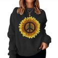 Vintage Sunflower Peace Sign Retro 70S Hippie Flower Power Sweatshirt Frauen