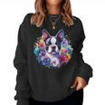 Watercolor Floral Boston Terrier Mama Dog Lover Mother's Day Women Sweatshirt