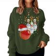 Bowling Christmas Bowling Santa Hat Christmas Lights Sweatshirt Frauen