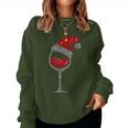 Christmas Wine Glass Of Red Wine Santa Hat Sudadera Mujer