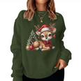 Deerintage Boho Christmas Winter Fawn Animal Sweatshirt Frauen