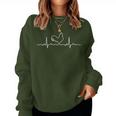 Heartbeat Rooster Chicken Ecg Farmer Chicken Coop Xmas Sweatshirt Frauen