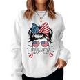 N Girl 45-47 Trump Messy Bun 2024 Usa Flag Youth Women Sweatshirt