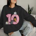 10Th Birthday Cats On Number 10 Kawaii Bday Kitten Girls Kid Women Sweatshirt Gifts for Her