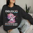 30Th Birthday Woman 30 Years Party Outfit Unicorn Sweatshirt Frauen Geschenke für Sie