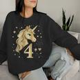 Birthday 4 Years Girls' Unicorn Outfit 4Th Birthday Sweatshirt Frauen Geschenke für Sie