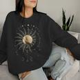 Boho Golden Sun & Moon Phase Illustration Sweatshirt Frauen Geschenke für Sie