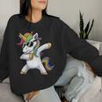 Dabbing Unicorn Costume Rainbow Colourful Carnival Fancy Dress Sweatshirt Frauen Geschenke für Sie