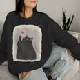Japanese Anime Cute Cat Heart Kawaii Black Cat Heart Girls Women Sweatshirt Gifts for Her