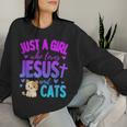 Just A Girl Who Loves Jesus And Cats Christian Cute Women Sweatshirt Gifts for Her