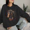 Mustang Horse Wilderness Colourful Horse Lovers Animal World Riding Sweatshirt Frauen Geschenke für Sie