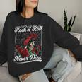 Rock N Roll Never Dies Rockabilly Girl Skull Tattoo Pin-Up Sweatshirt Frauen Geschenke für Sie