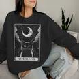 Tarot Card Vintage Crescent Moon Black Cat Mom Cat Lovers Women Sweatshirt Gifts for Her