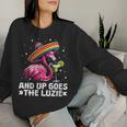 Women's And Up Goes The Luzie Flamingo Party Dancing Slogan With-Neck Sweatshirt Frauen Geschenke für Sie