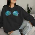 Women's Purple Turquoise Mermaid Shell Sweatshirt Frauen Geschenke für Sie