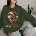 Donkey Merry Christmas Lights Santa Hat Xmas Snow Sweatshirt Frauen Geschenke für Sie