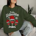 Merry Christmas Wine Red Wine Glass With Christmas Hat Sweatshirt Frauen Geschenke für Sie