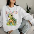 Baby Turtle With Flowers Cute Toad Girl Chill Toad Sweatshirt Frauen Geschenke für Sie