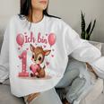 Children's Cute Deer I Am 1 Children's Birthday 1St Birthday Girl Sweatshirt Frauen Geschenke für Sie