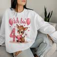 Children's Cute Deer I Am 4 Children's Birthday 4Th Birthday Girl Sweatshirt Frauen Geschenke für Sie