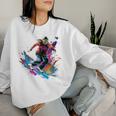 Colourful Ski Jumper Girl On Women's Ski Jumping Long-Sleeved Sweatshirt Frauen Geschenke für Sie