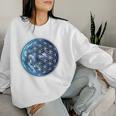 Flower Of Life With Earth Sacred Geometry Yoga Blue Sweatshirt Frauen Geschenke für Sie