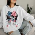 N Girl 45-47 Trump Messy Bun 2024 Usa Flag Youth Women Sweatshirt Gifts for Her