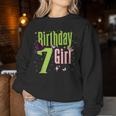 7Th Birthday Witch Pink And Green 7 Year Old Birthday Girl Women Sweatshirt Personalized Gifts