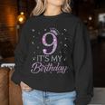 9 It's My Birthday Pink Crown Happy 9Th Birthday Girl Sweatshirt Frauen Lustige Geschenke