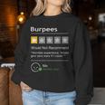 Burpees Would Not Recommend Workout Sweatshirt Frauen Lustige Geschenke