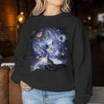 Cosmic Space Wolf Wolves Family Howling Constellation Sweatshirt Frauen Lustige Geschenke