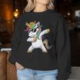 Dabbing Unicorn Costume Rainbow Colourful Carnival Fancy Dress Sweatshirt Frauen Lustige Geschenke