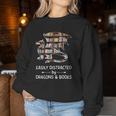 Facilement Distrait Par Les Dragons Et Les Livres Cadeau Amusant Sweat-shirt pour femme Cadeaux drôles